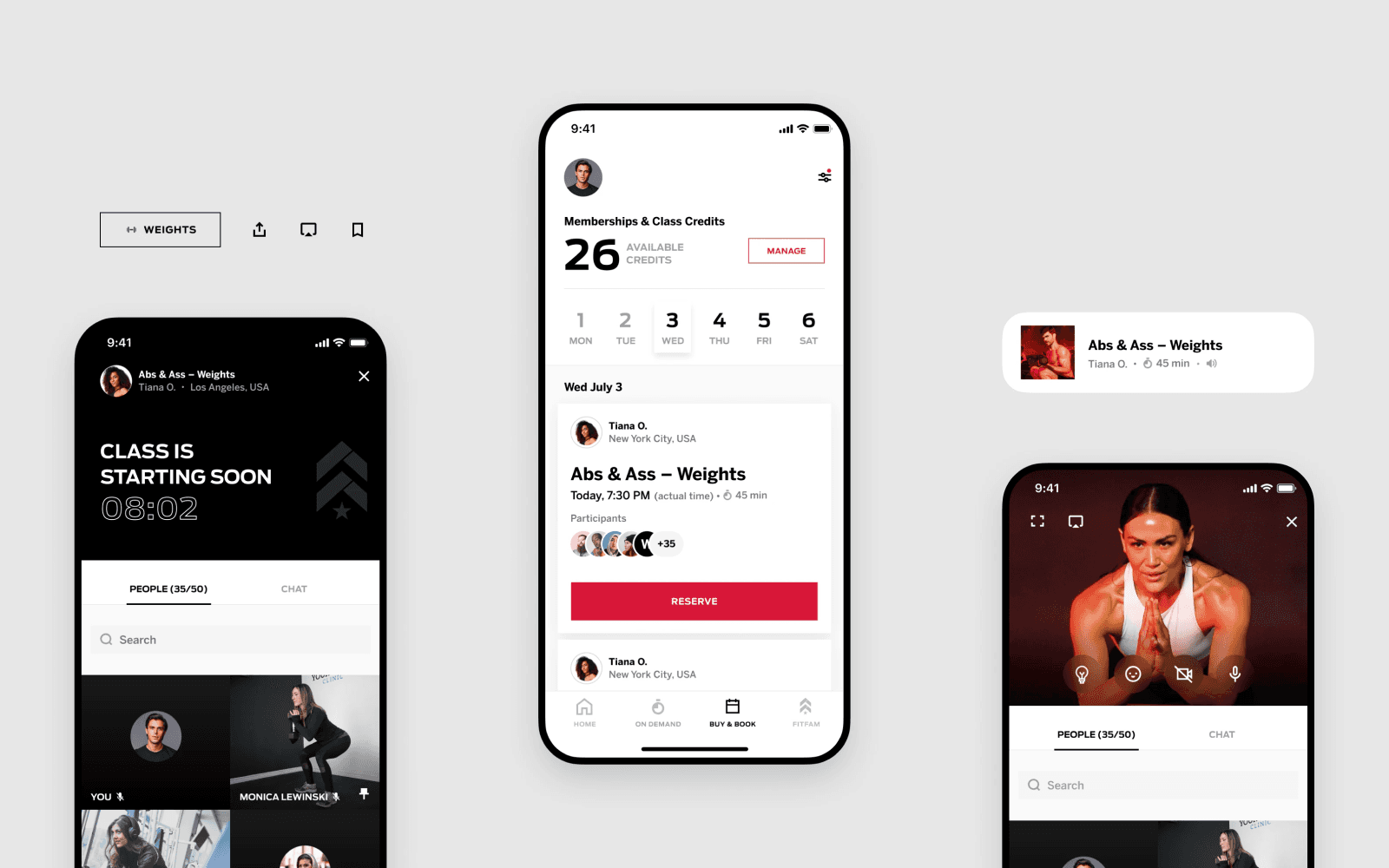 Barry's Bootcamp — schedule view