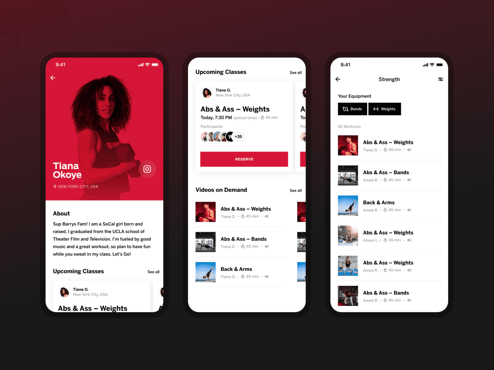 Barry's Bootcamp — mobile experience